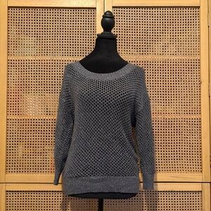 INC International Concepts Women's Weave Knit Sweater Glittery Silver Small